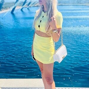 Yellow Button-Up Skirt Set